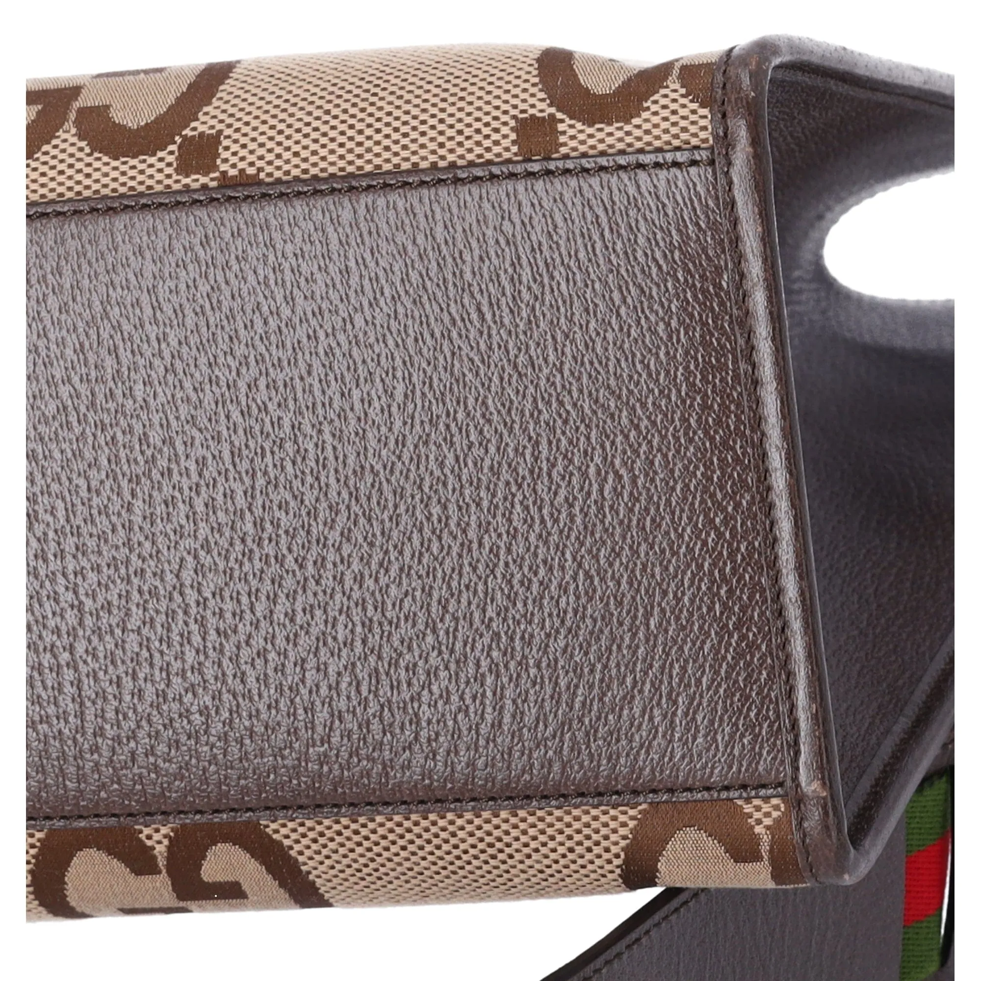 GUCCI Jumbo GG Tote Bag 678839 Beige Dark Brown Jacquard Leather