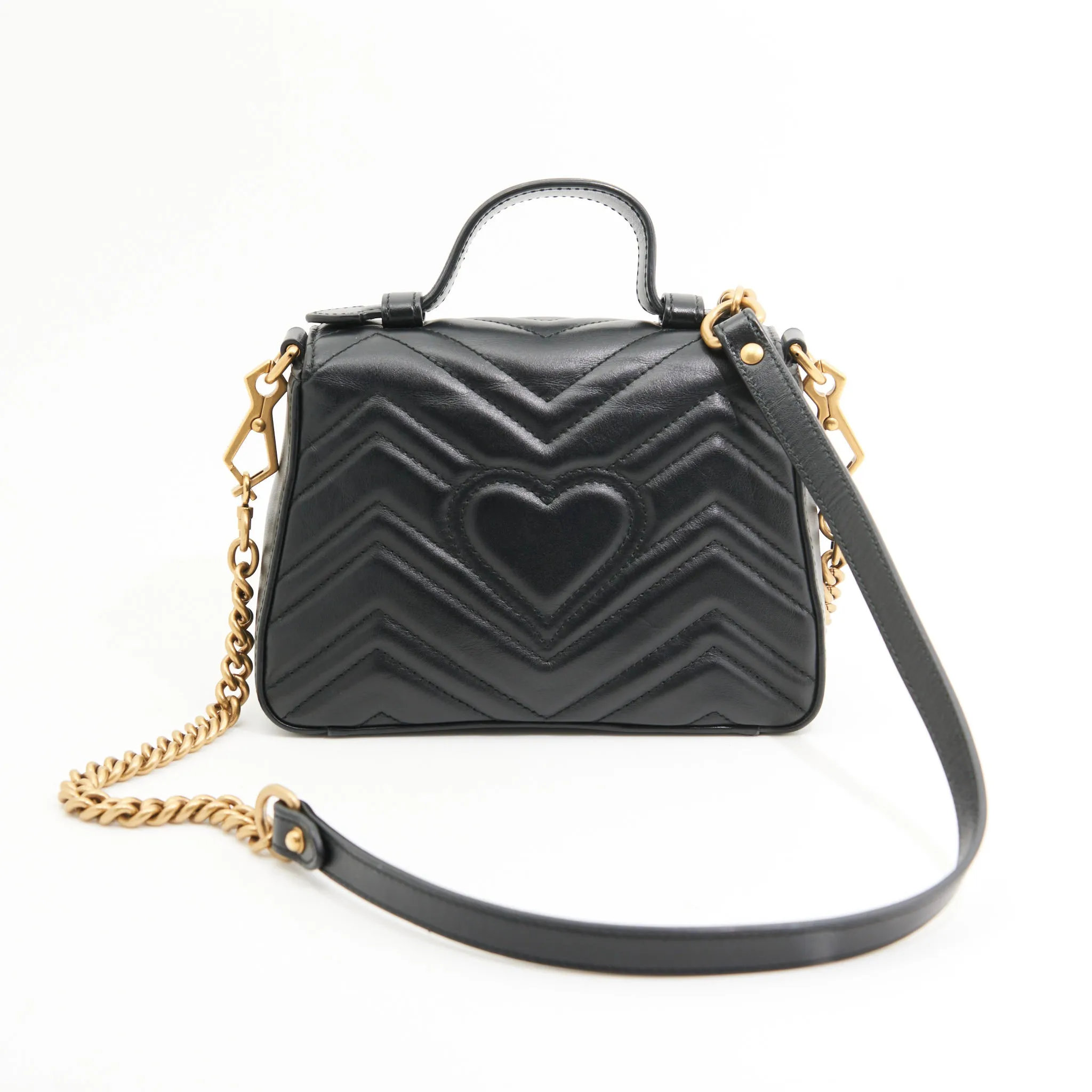 Gucci Leather Marmont Top Handle in Black
