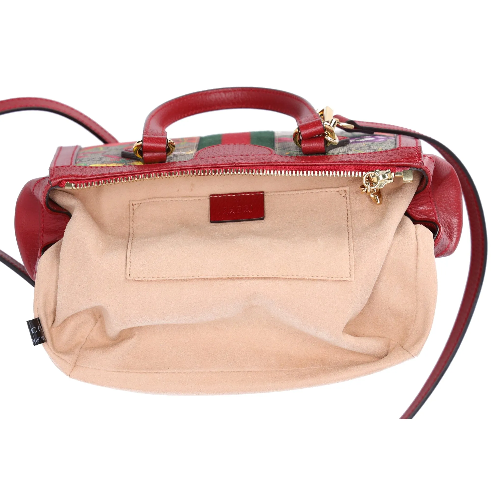 GUCCI Ophidia GG Flora Tote Bag  547551 Brown Red Multi PVC Leather