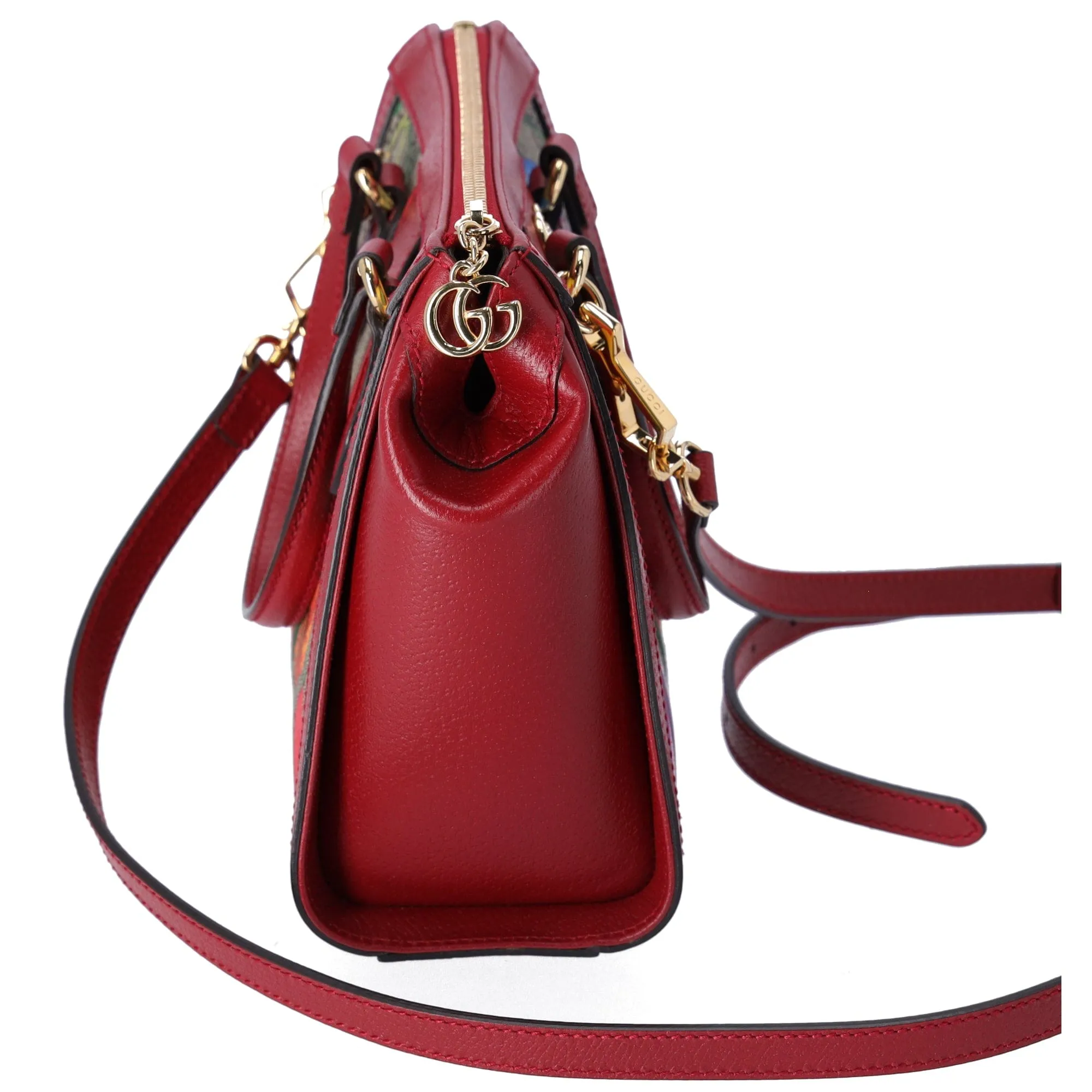 GUCCI Ophidia GG Flora Tote Bag  547551 Brown Red Multi PVC Leather