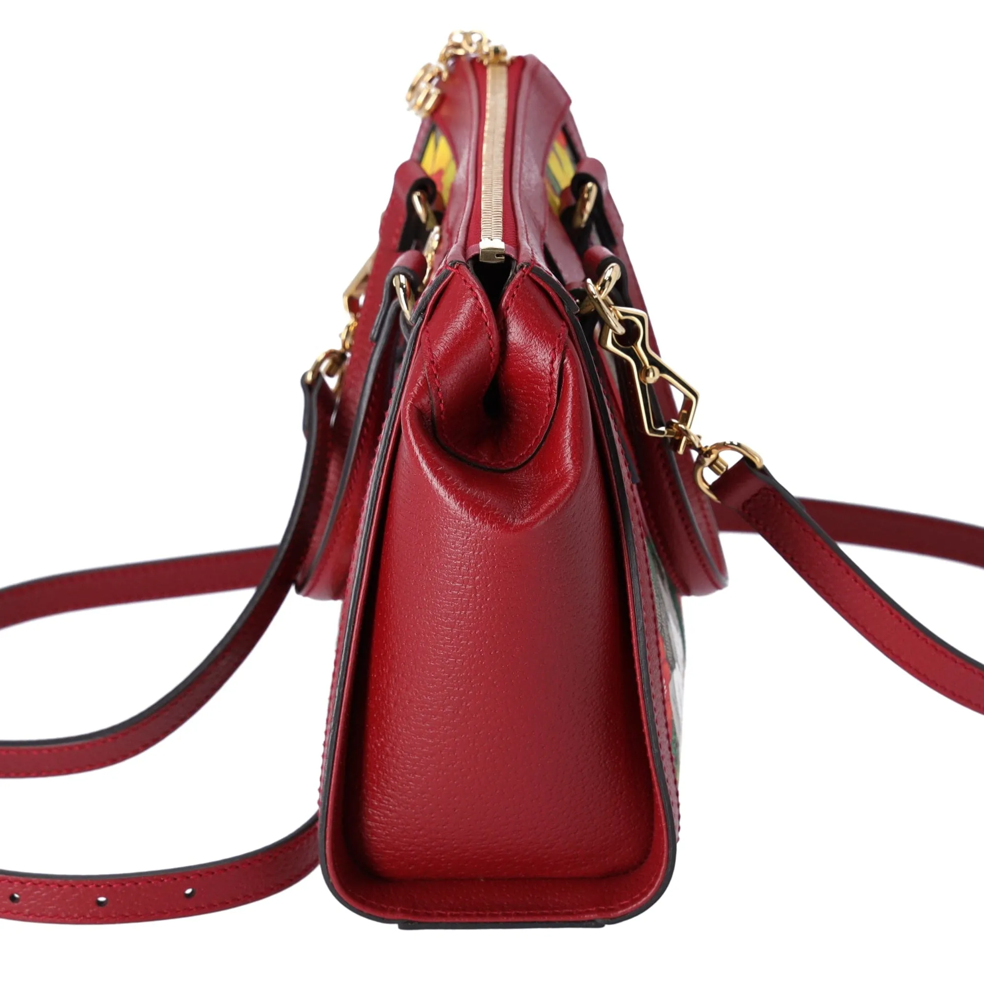GUCCI Ophidia GG Flora Tote Bag  547551 Brown Red Multi PVC Leather
