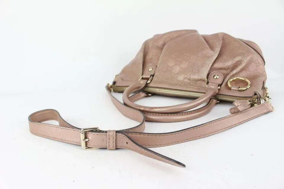 Gucci Pink Leather Guccissima Medium Sukey Top Handle 2way Bag 1GU811