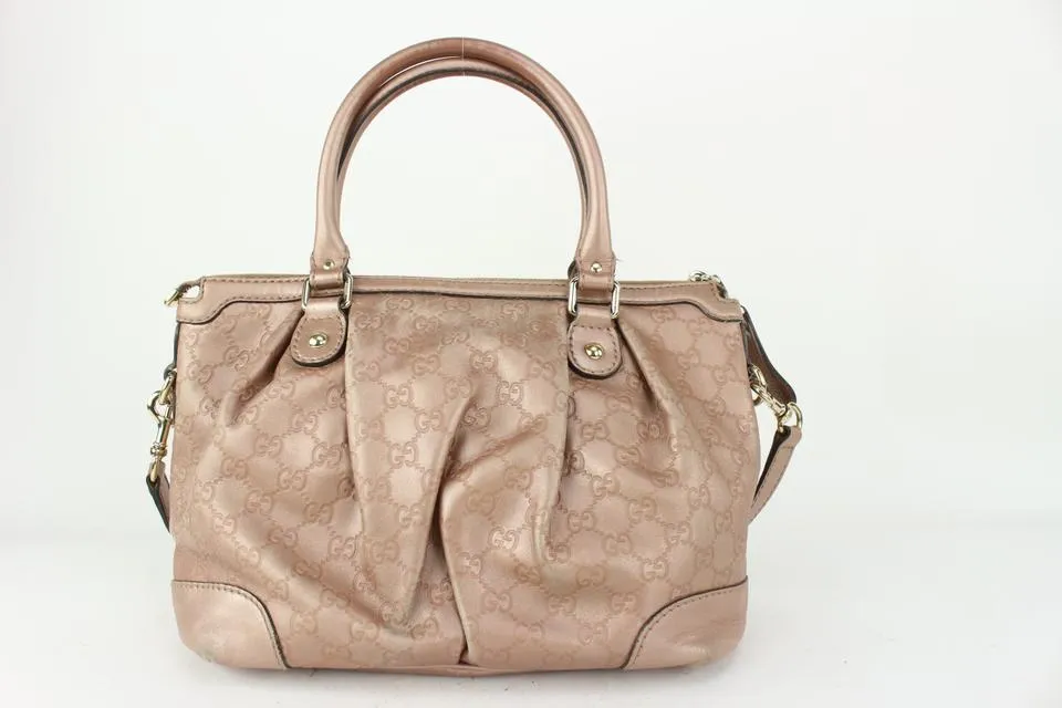 Gucci Pink Leather Guccissima Medium Sukey Top Handle 2way Bag 1GU811