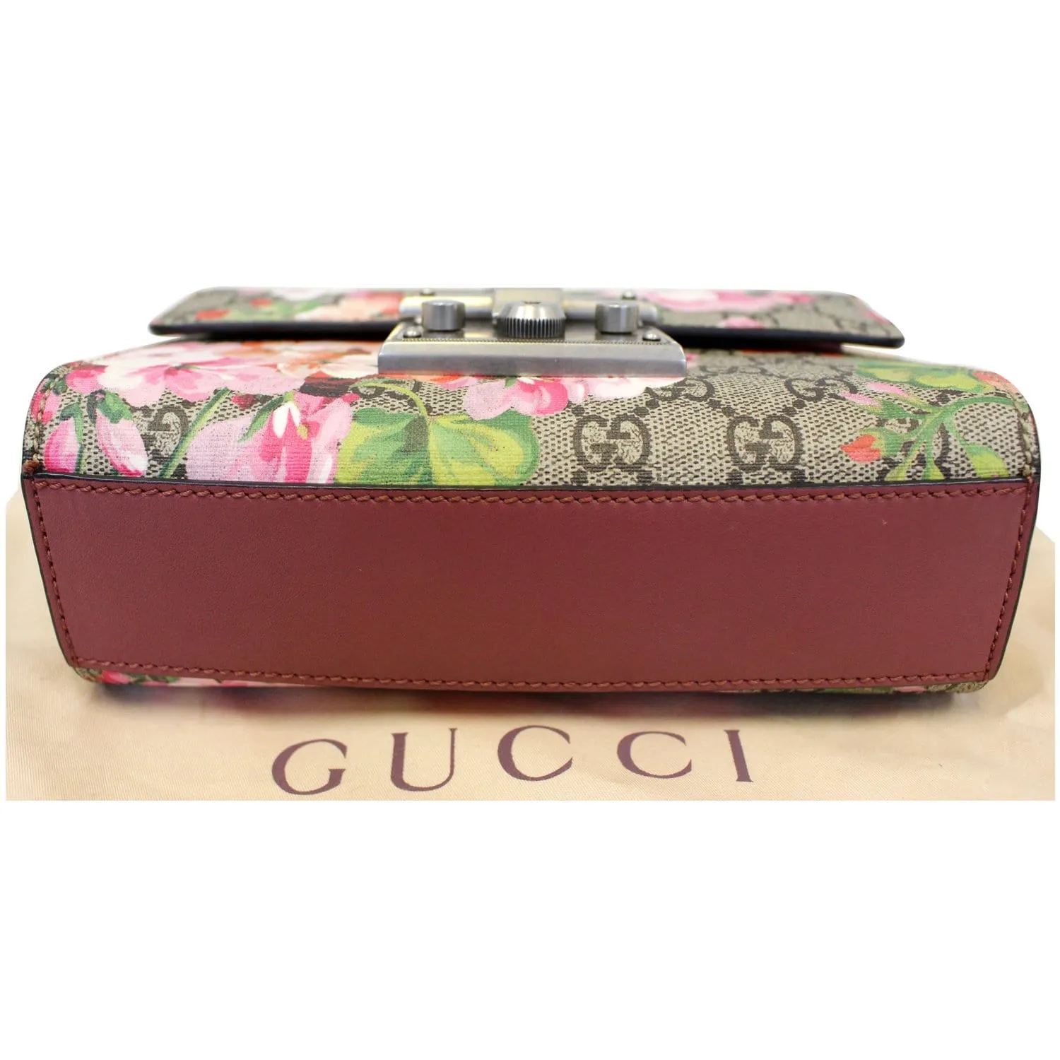 GUCCI Small Padlock GG Supreme Monogram Blooms Print Shoulder Bag