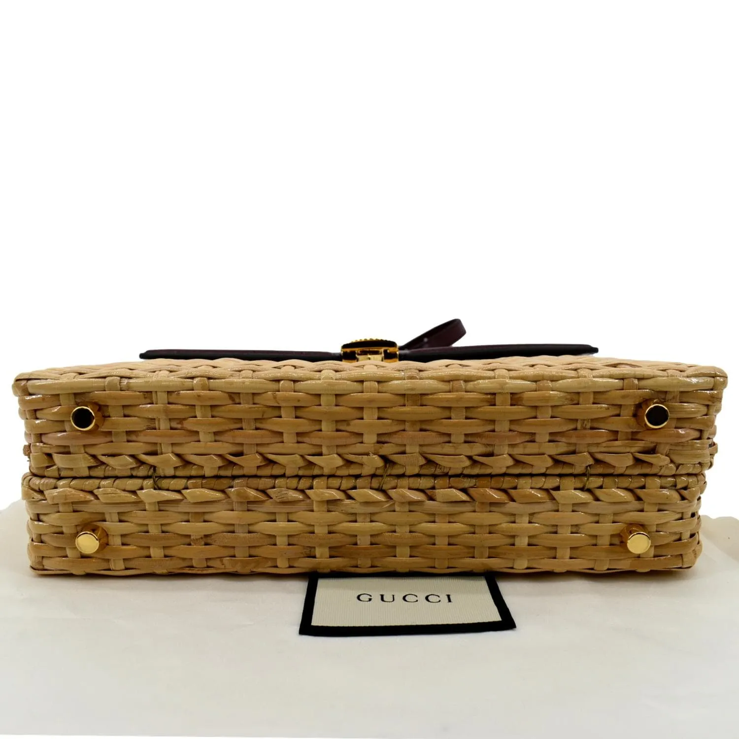 GUCCI Sylvie Wicker Leather Shoulder Bag Beige