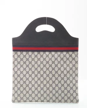 Gucci Vintage Navy GG Supreme Canvas Flat Tote Bag