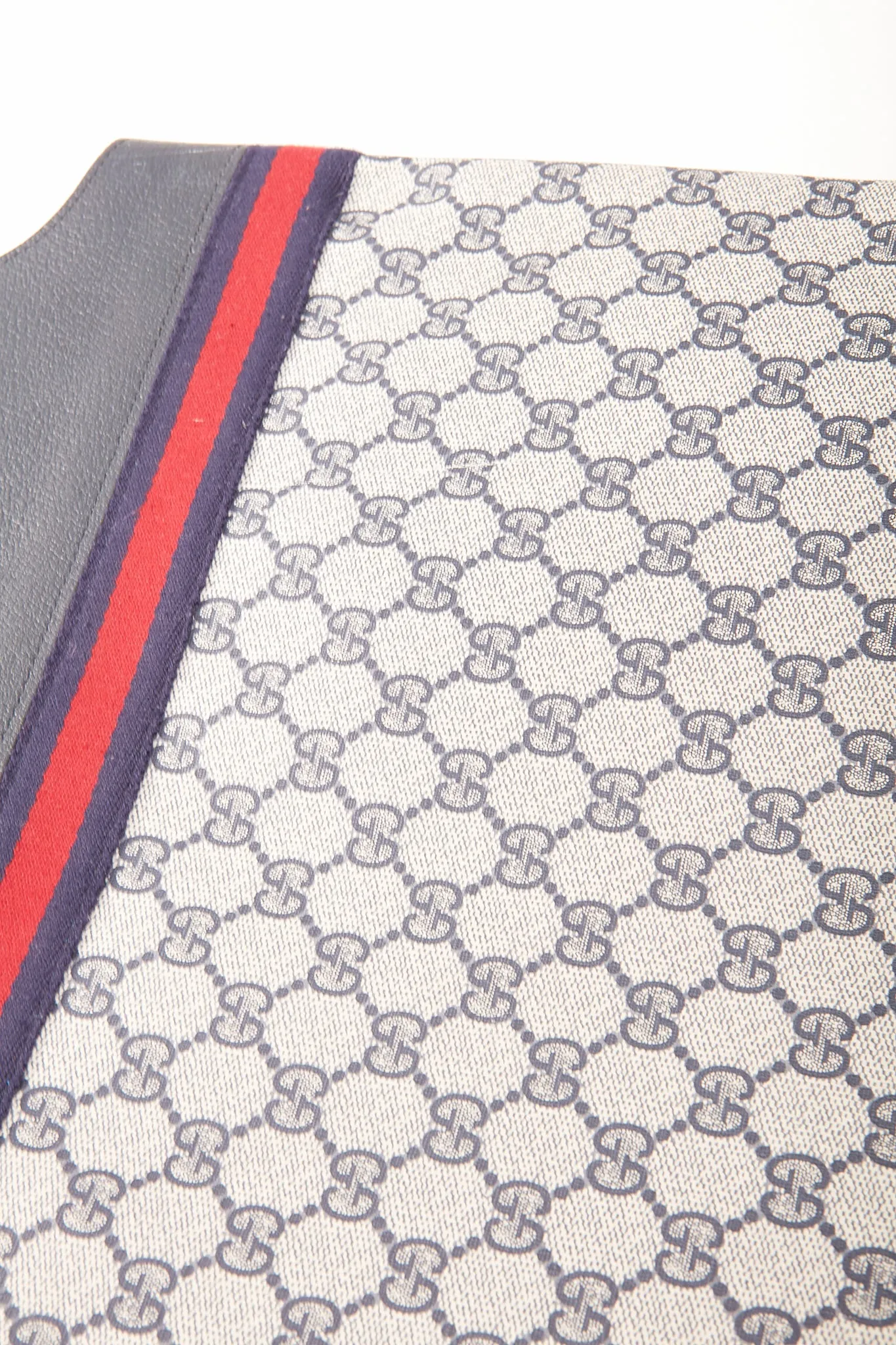 Gucci Vintage Navy GG Supreme Canvas Flat Tote Bag