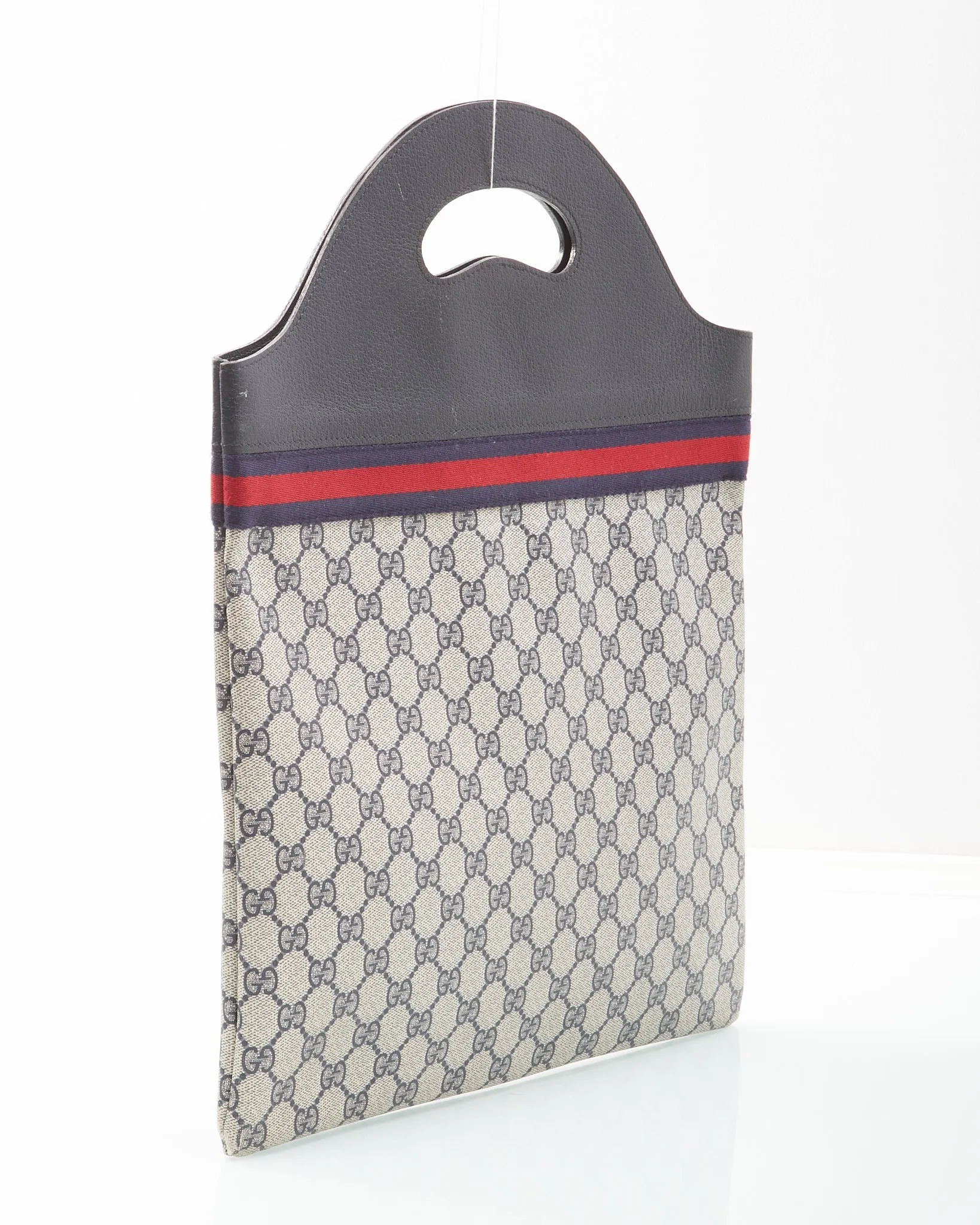 Gucci Vintage Navy GG Supreme Canvas Flat Tote Bag