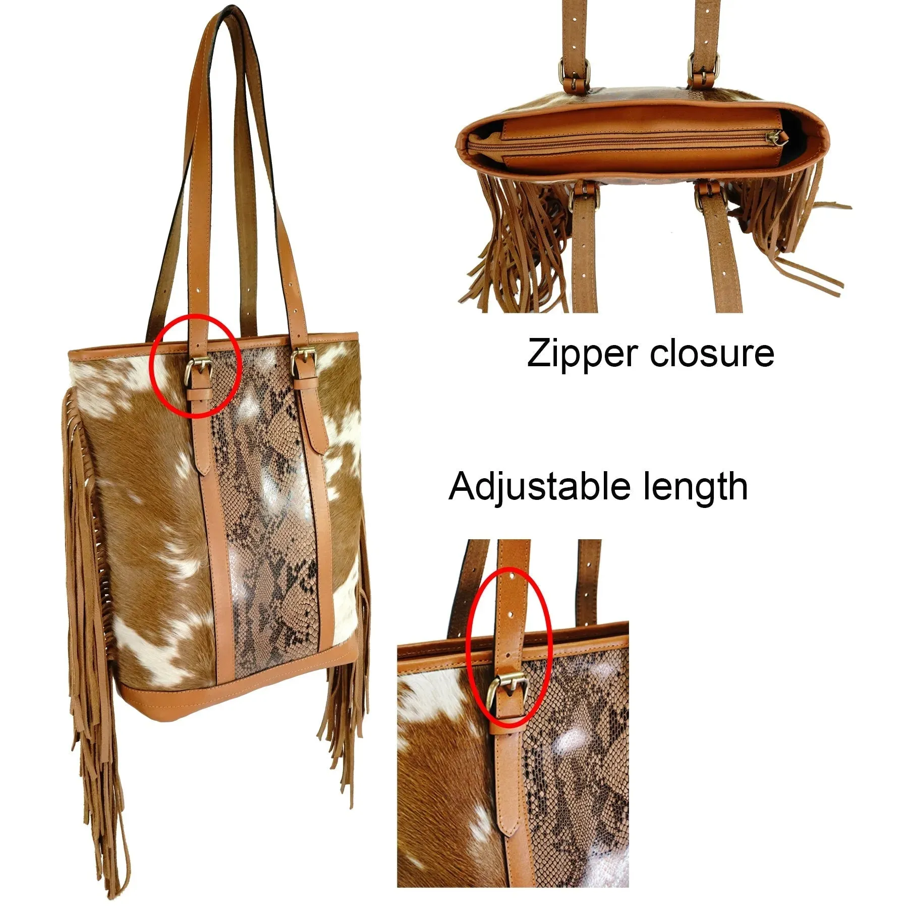 Hair on genius leather hair on cowhide women's tote bag