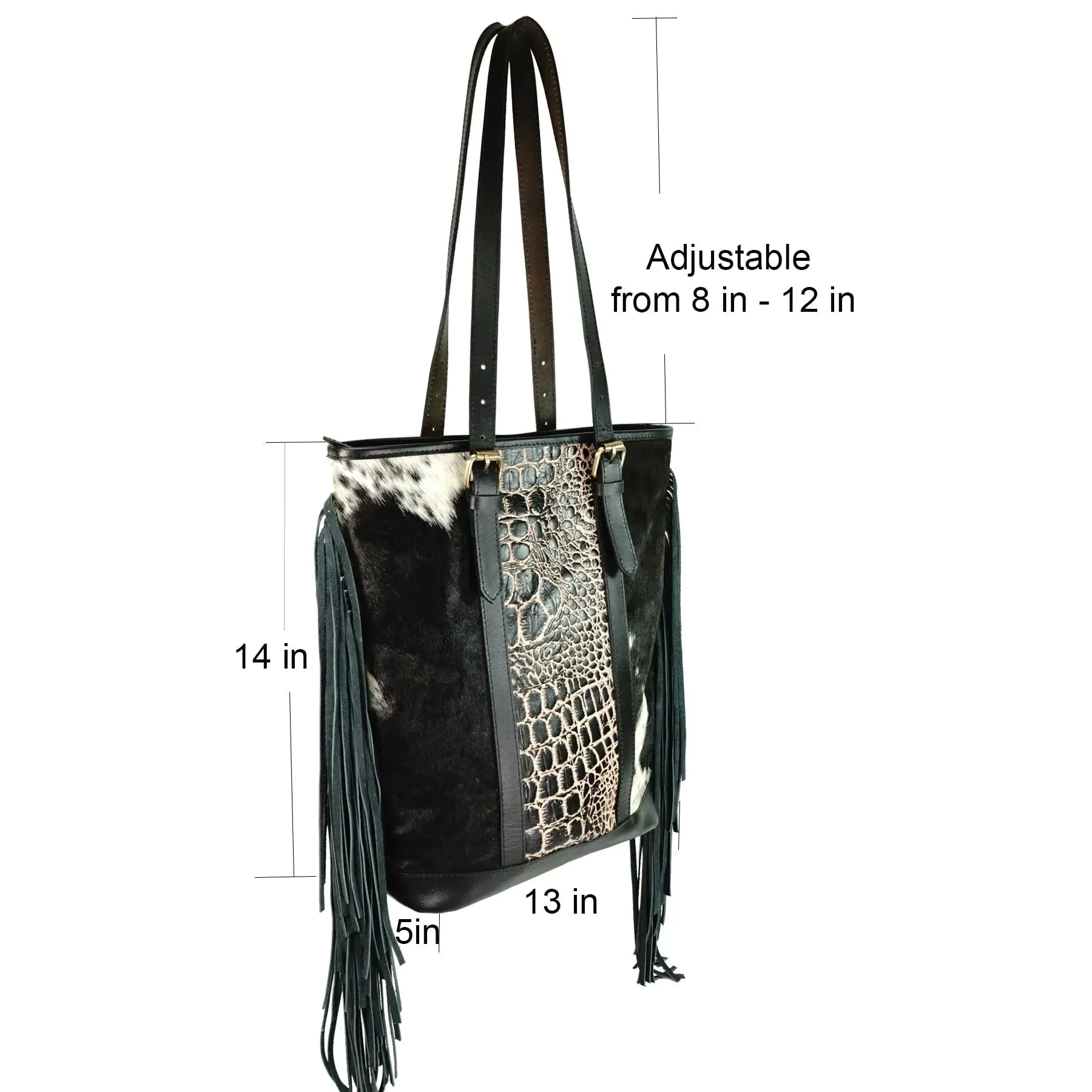 Hair on genius leather hair on cowhide women's tote bag