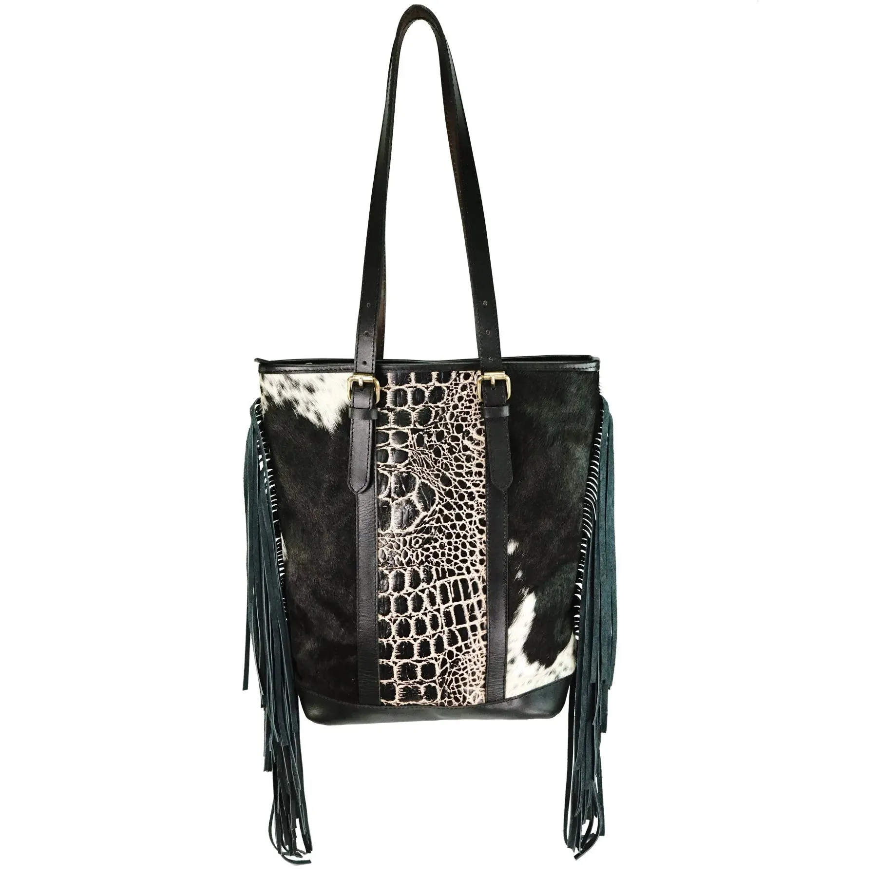 Hair on genius leather hair on cowhide women's tote bag