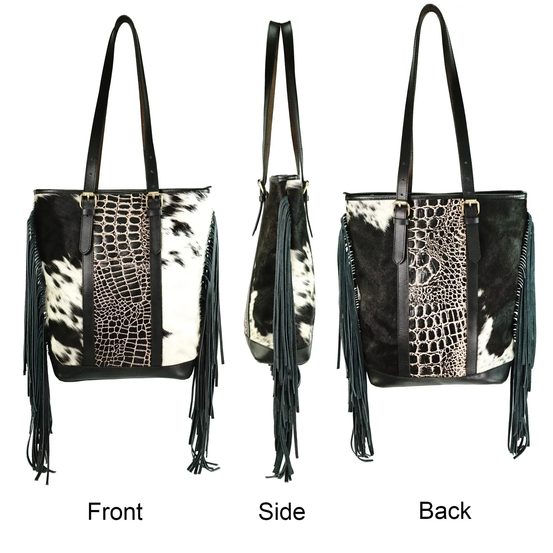 Hair on genius leather hair on cowhide women's tote bag