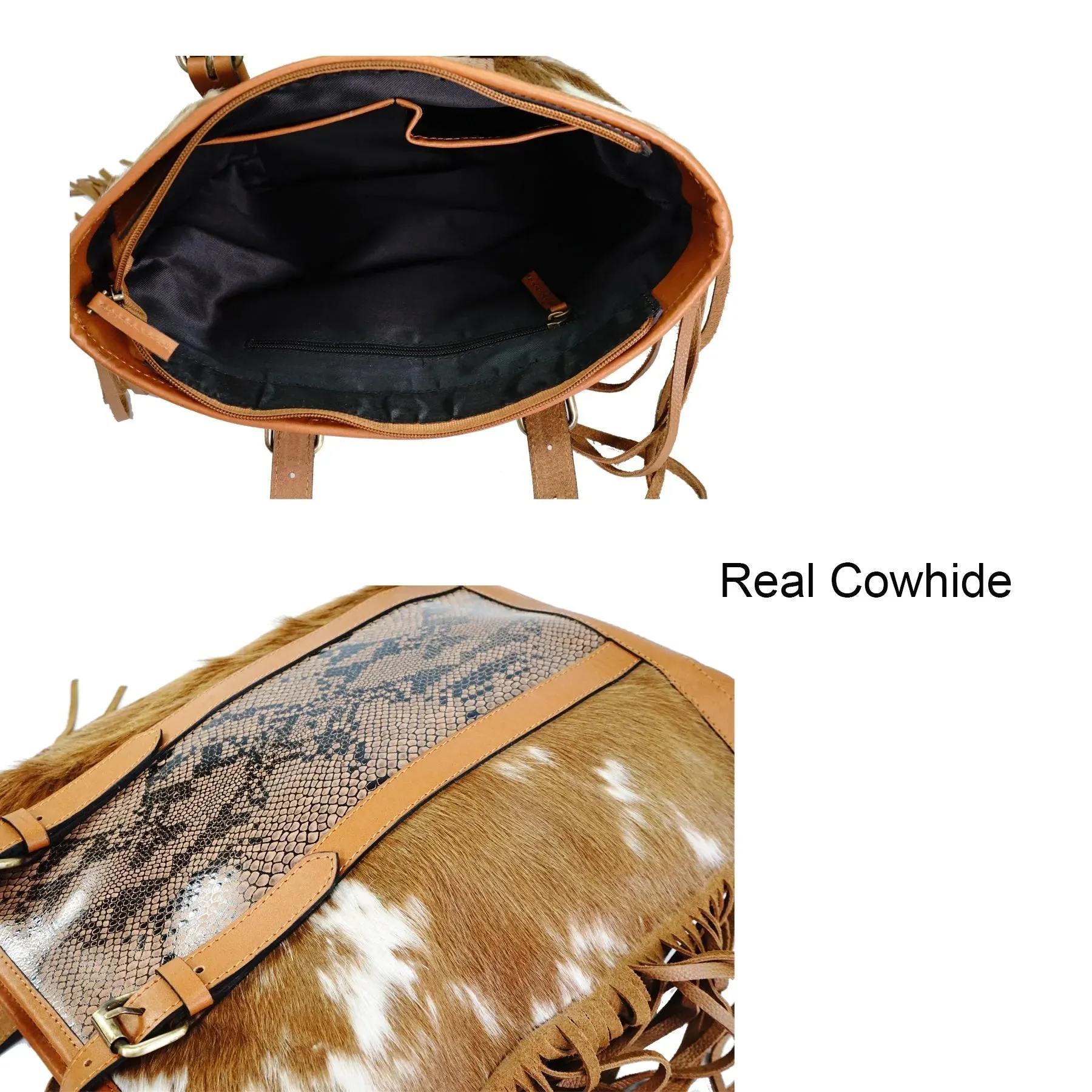 Hair on genius leather hair on cowhide women's tote bag