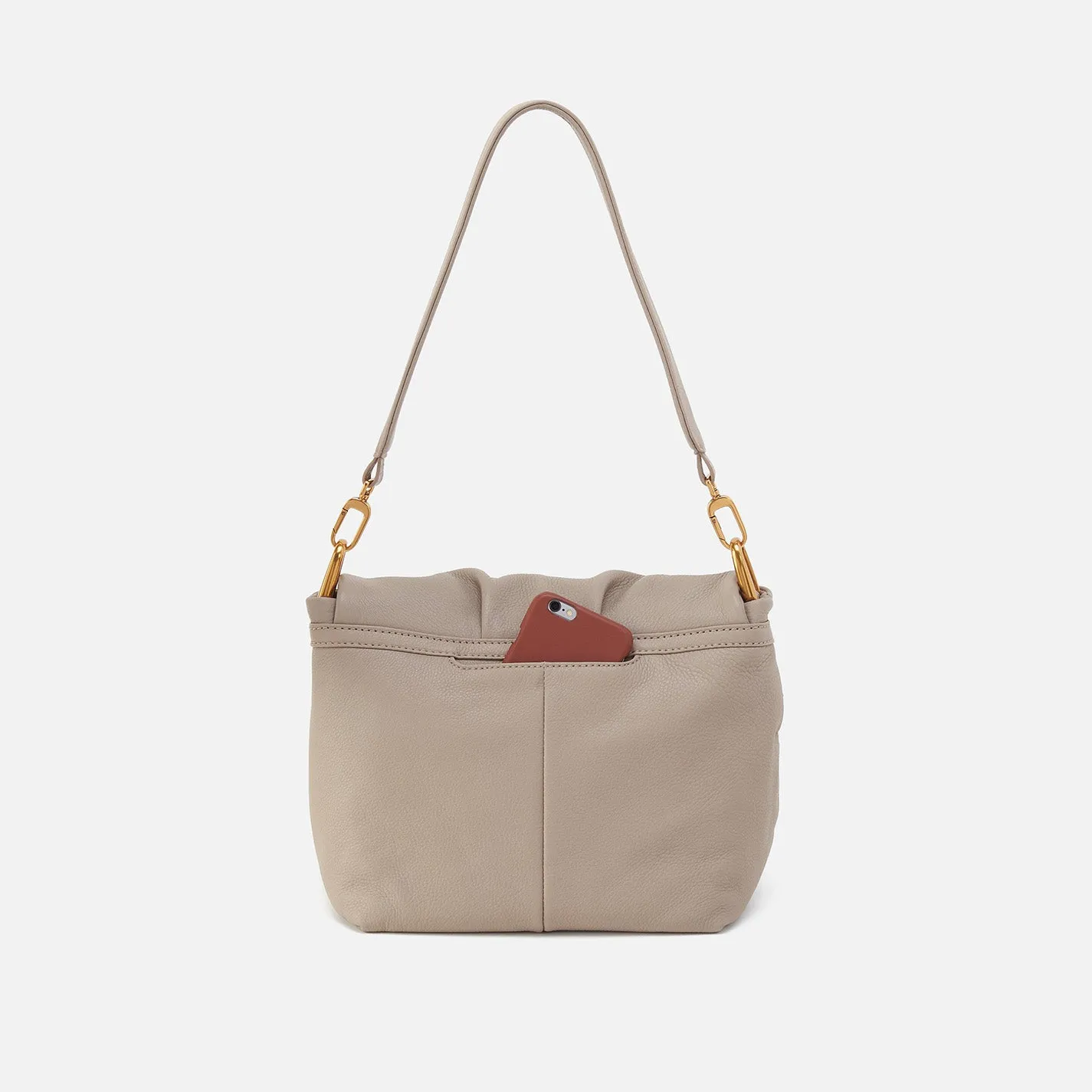 Harley Convertible Shoulder Bag In Pebbled Leather - Taupe