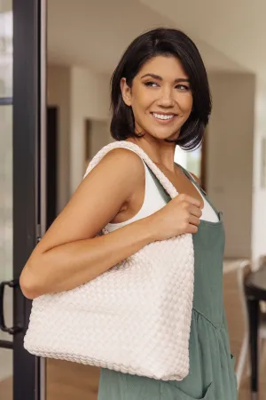 Hazel Blues® |  Woven and Worn Tote in Ivory