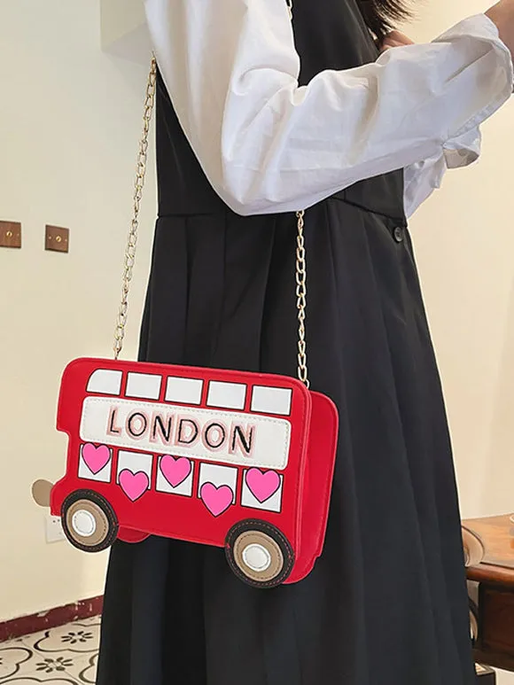 Hearts Pattern Lolita Handbag Pink Cross-body Bag PU Leather Lolita Accessories