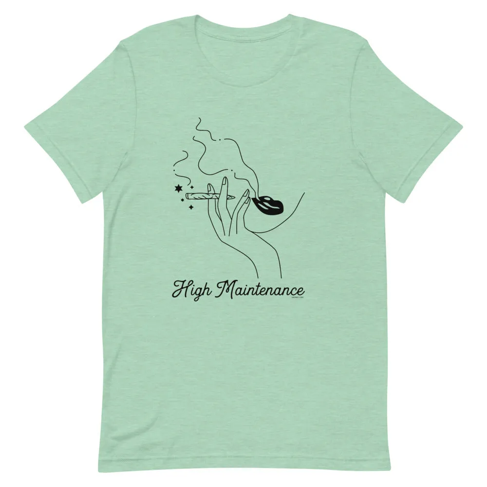 High Maintenance Minimalist Cannabis T Shirt - Pastels