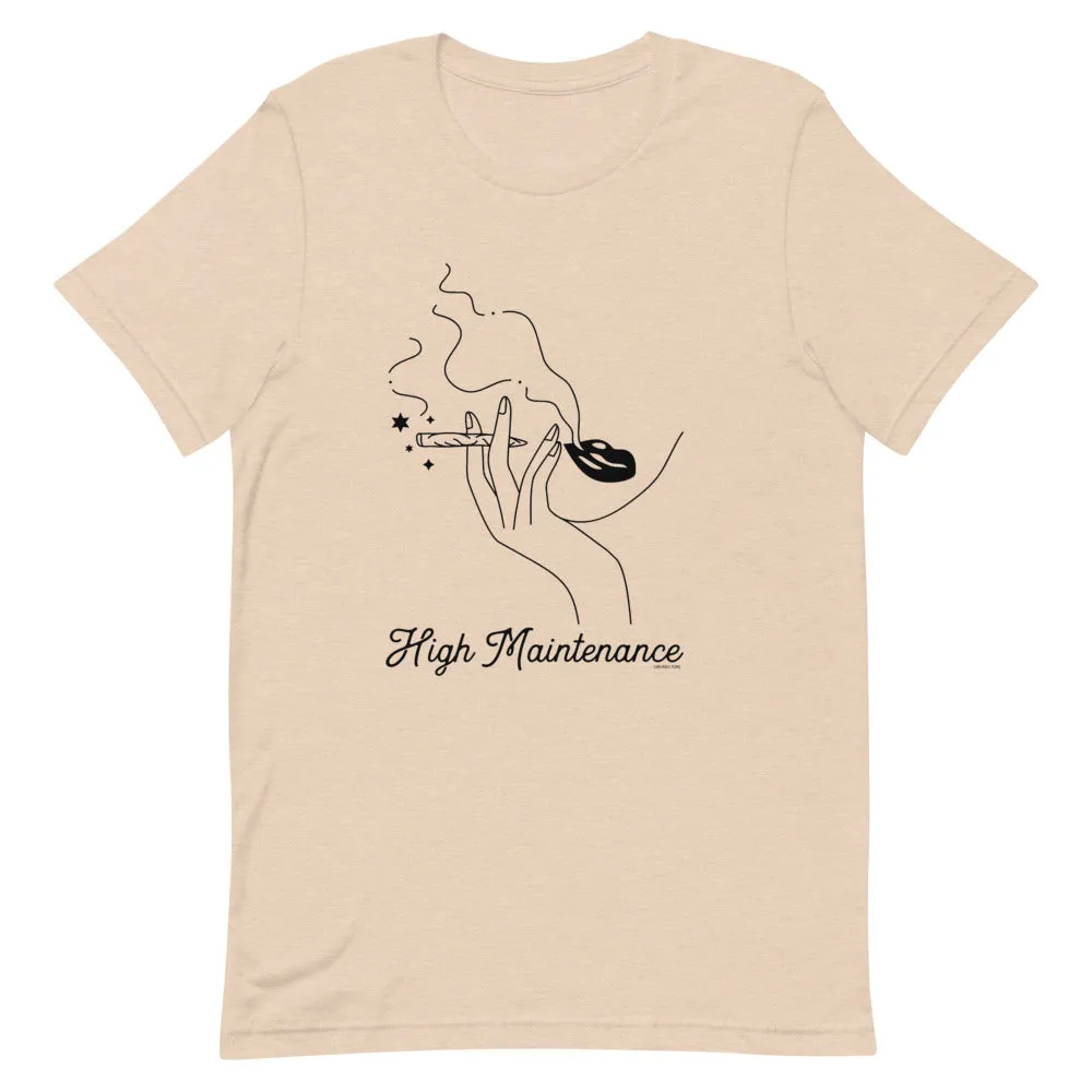 High Maintenance Minimalist Cannabis T Shirt - Pastels