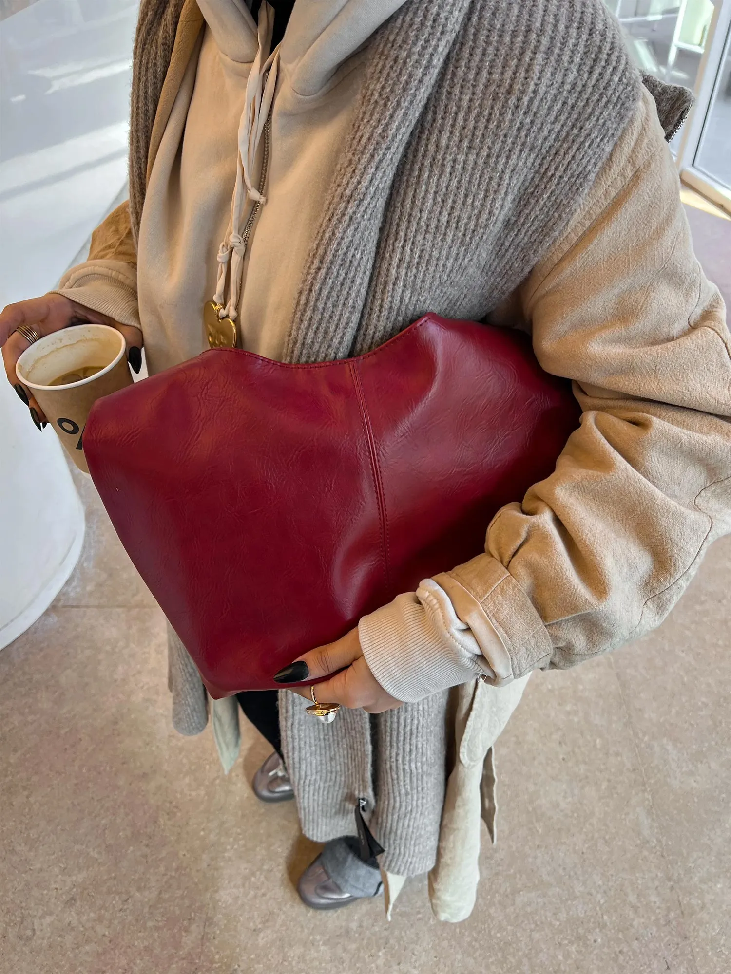 Hobo Leather Bag - Helio