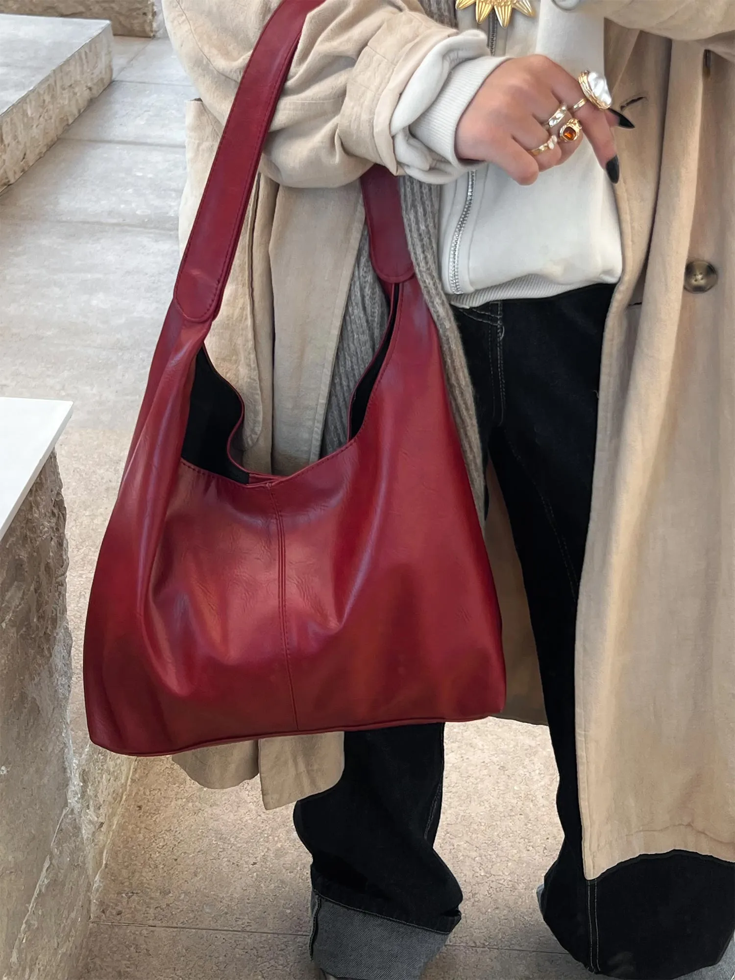 Hobo Leather Bag - Helio