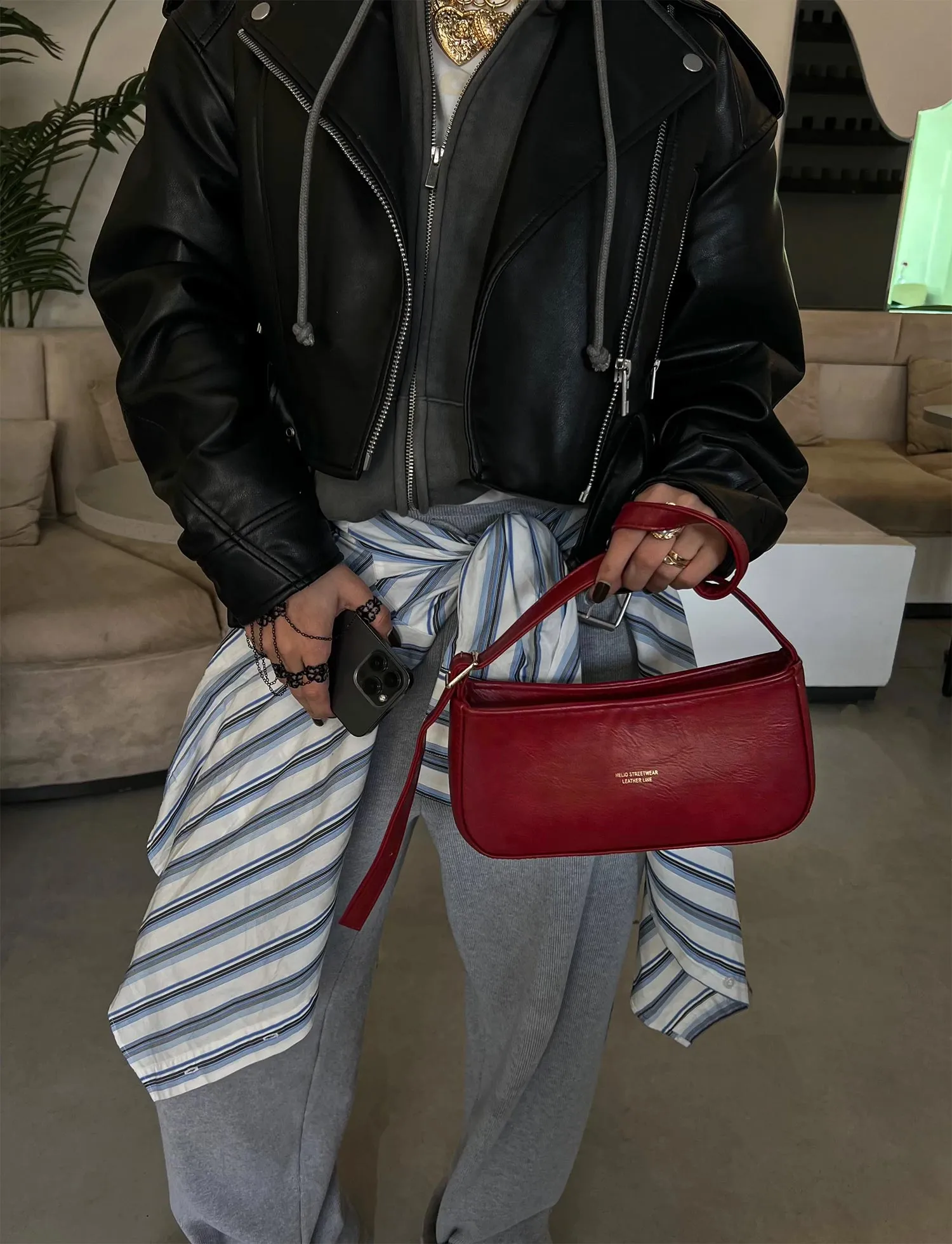 Hobo Leather Bag - Helio