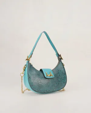 Hobo Medium Purse - Turquoise Floral Leather