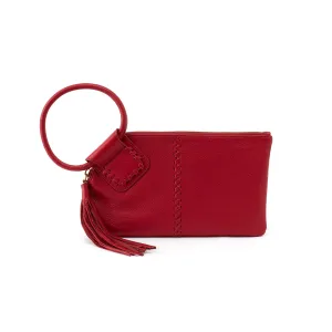 HOBO Sable Leather Wrist Loop Handbags for Women - Polyester Lining, One Interior Slip Pocket, and Six Card Slots Bag Scarlet One Size One Size