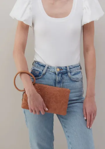 HOBO Sable Wristlet - Tooled Embossed Leather
