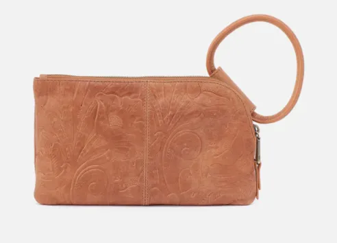 HOBO Sable Wristlet - Tooled Embossed Leather