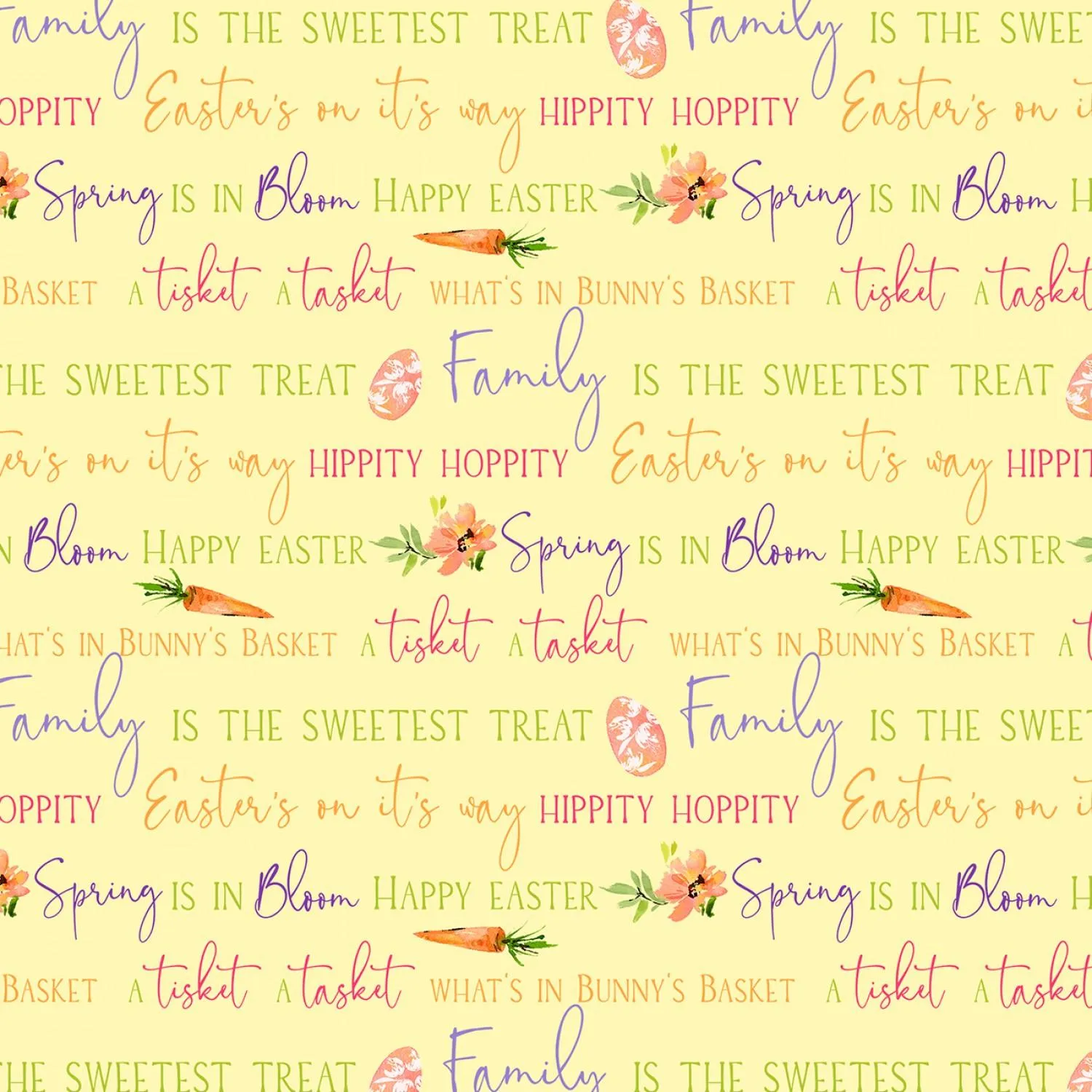 Hoppy Easter by P & B Textiles EASTER PHRASES/YELLOW