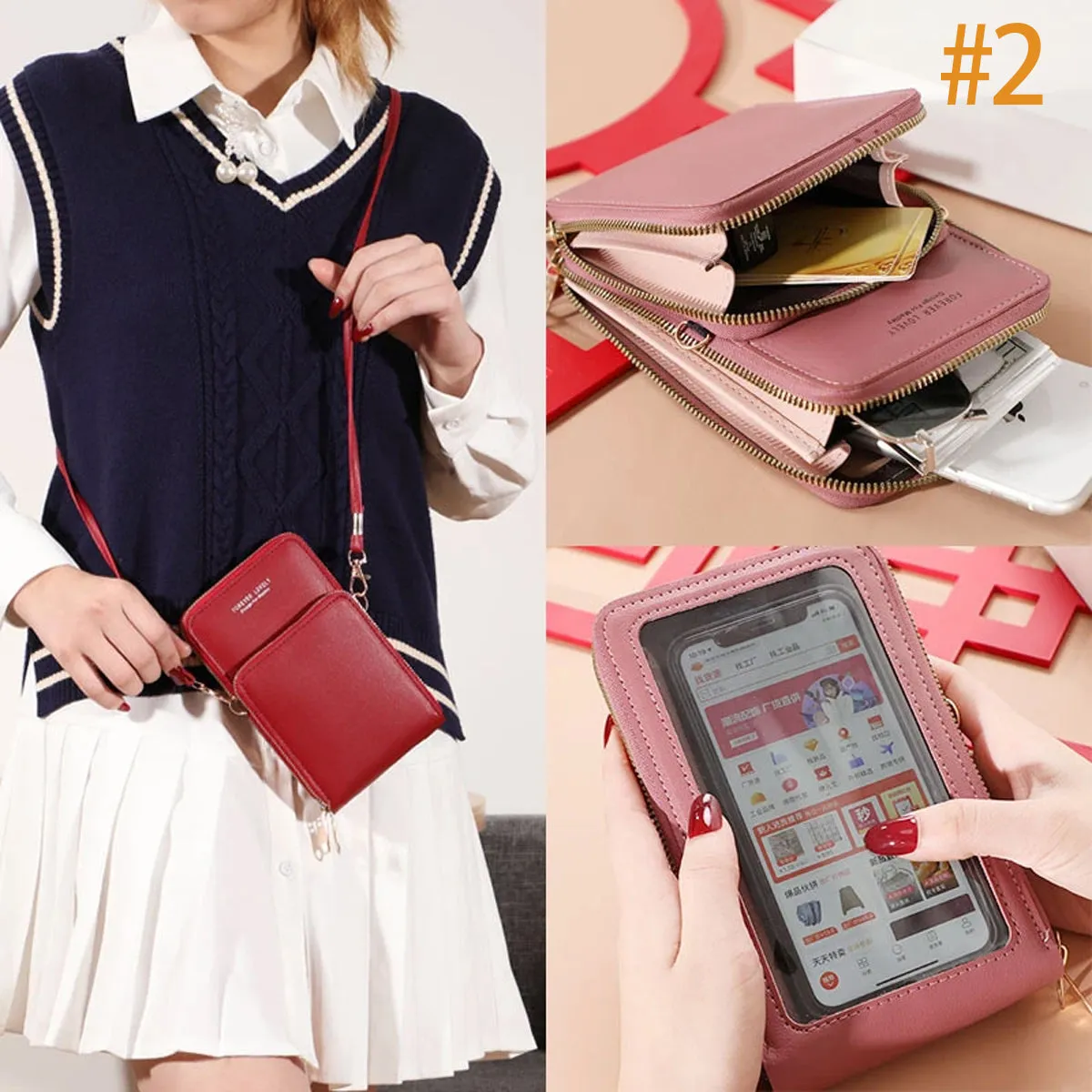 HPSP Personalized Touch Screen Phone Bag Crossbody Bags Women RFID Multifunctional Shoulder Wallet Mini Women's Bag Mobile Wallet Card Holder New