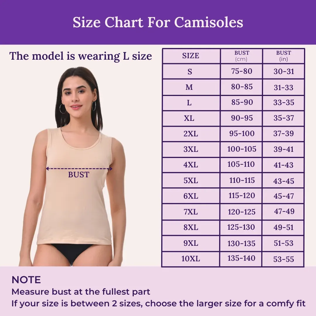 Inner Tank Top | Wide Fabric Shoulder | Round Neckline | Offers Full Coverage | Pack Of 2