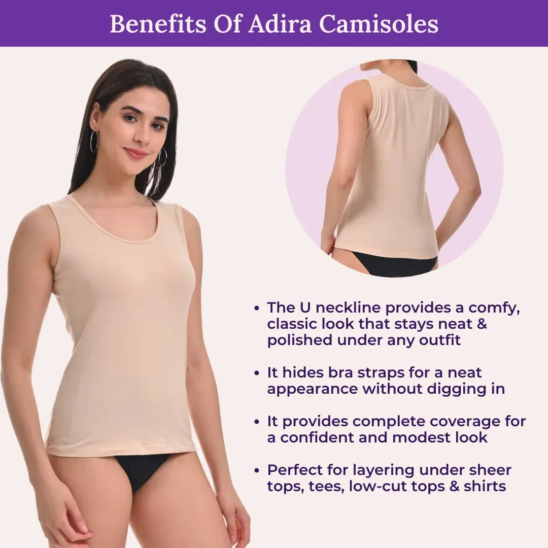 Inner Tank Top | Wide Fabric Shoulder | Round Neckline | Offers Full Coverage | Pack Of 2