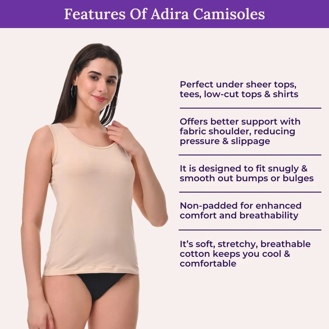 Inner Tank Top | Wide Fabric Shoulder | Round Neckline | Offers Full Coverage | Pack Of 2