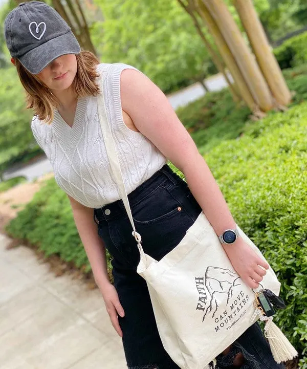Inspiring Graphic Canvas Tote – Adjustable Strap Tote with Pocket & Magnetic Closure