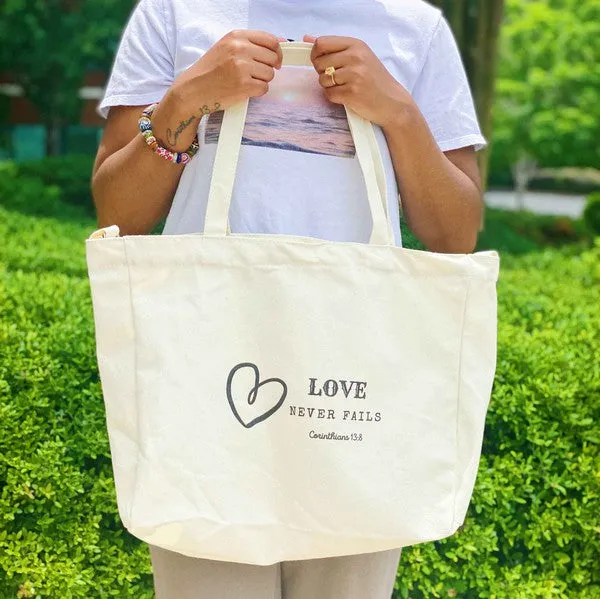 Inspiring Graphic Canvas Tote – Adjustable Strap Tote with Pocket & Magnetic Closure