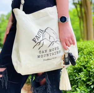 Inspiring Graphic Canvas Tote – Adjustable Strap Tote with Pocket & Magnetic Closure