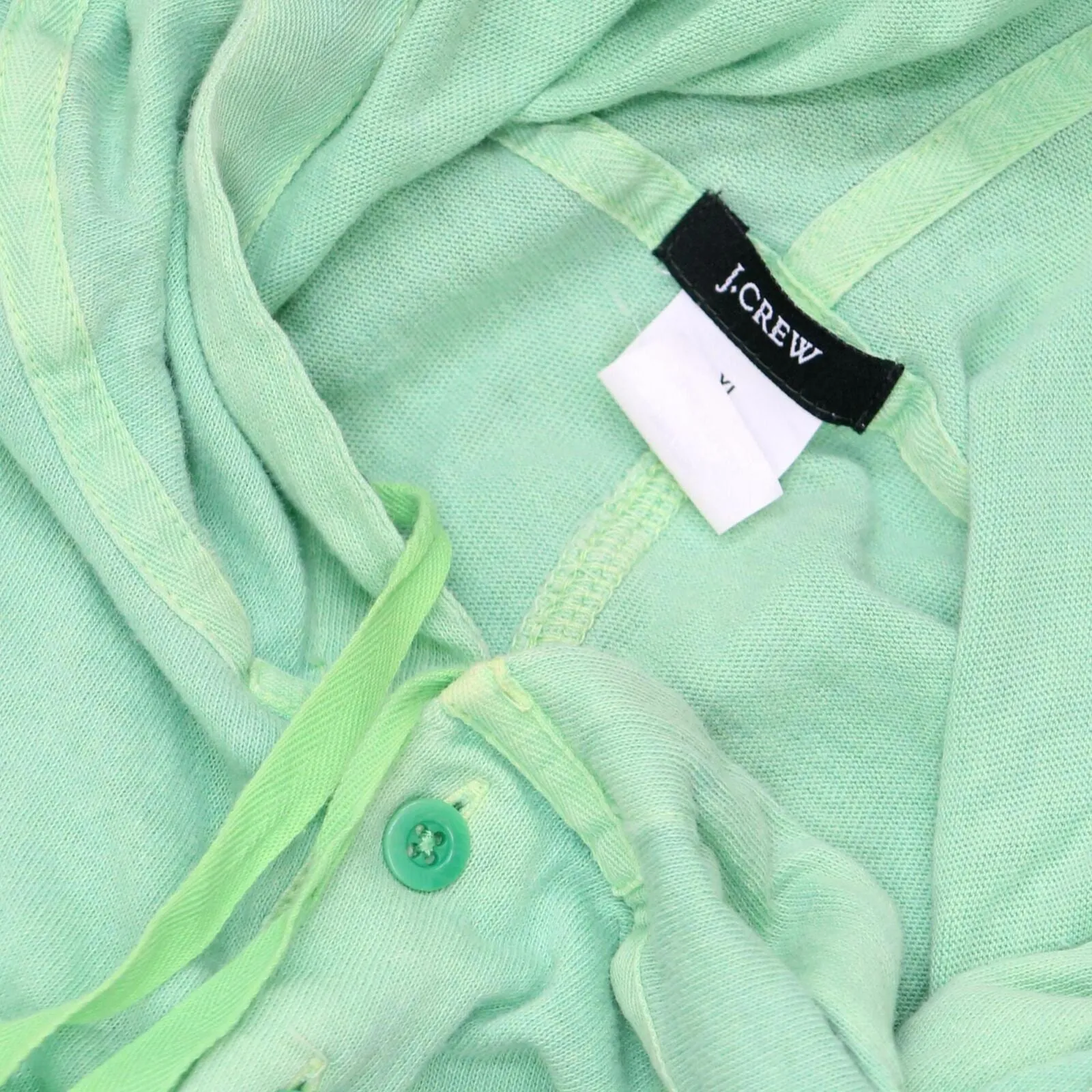 J. Crew Womens Lightweight Henley Long Sleeve Hooded Shirt Top Green XL