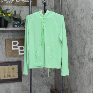 J. Crew Womens Lightweight Henley Long Sleeve Hooded Shirt Top Green XL