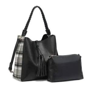 Jen & Co.® Dina Plaid Contrast Tote w/ Tassel