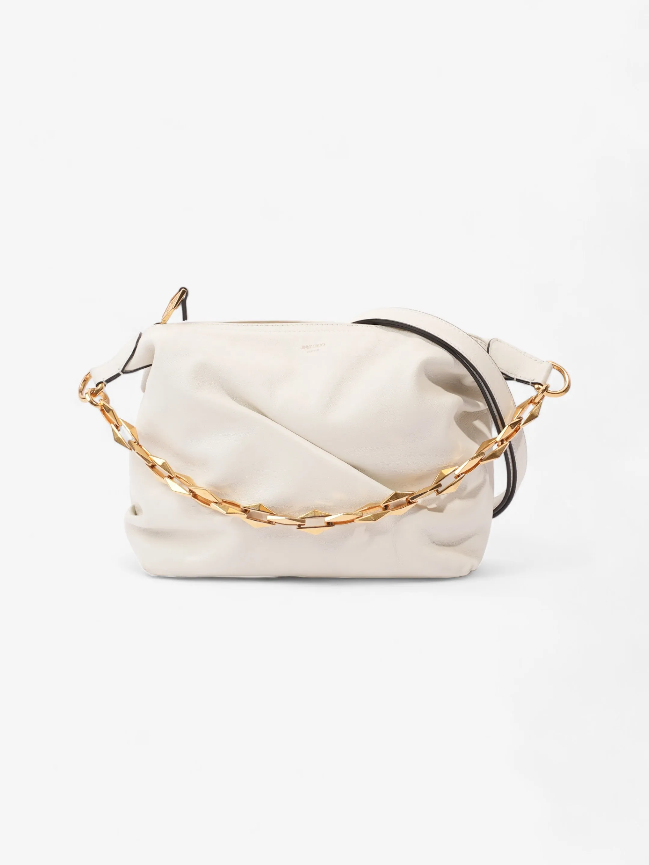 Jimmy Choo Diamond Soft Hobo White Leather Small