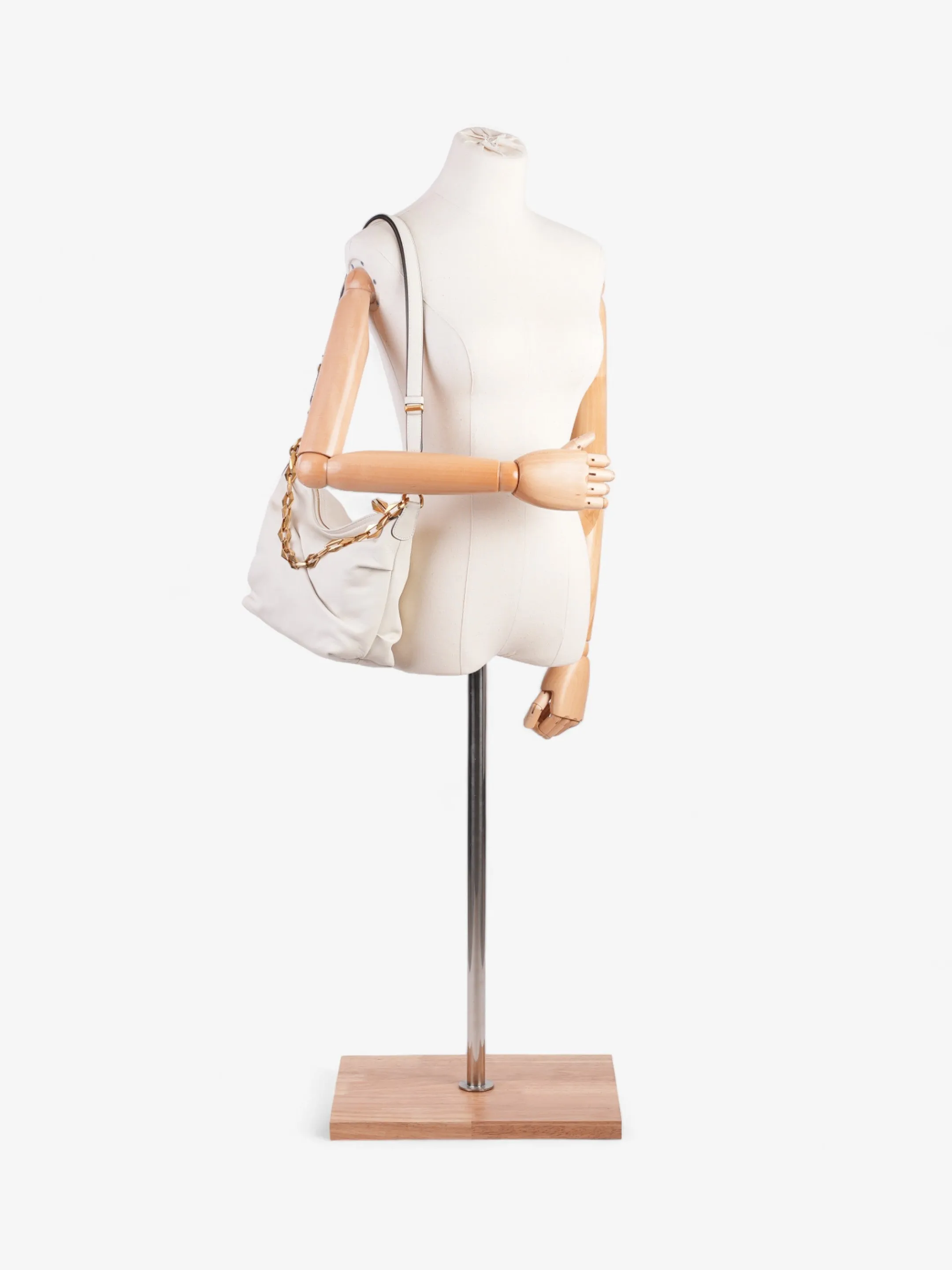 Jimmy Choo Diamond Soft Hobo White Leather Small