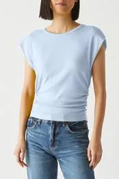 Joni Crew Neck Power Shoulder Top
