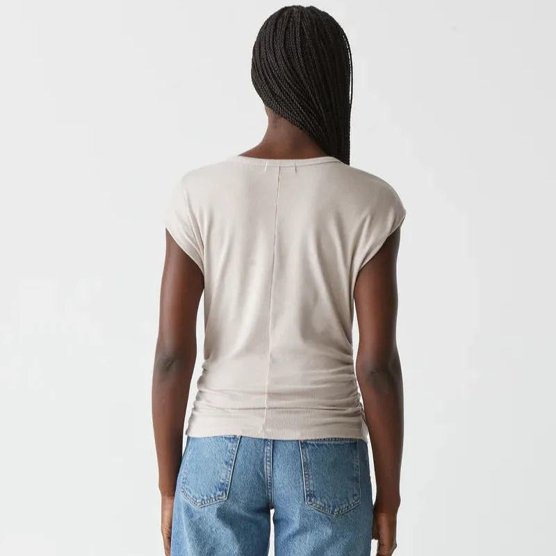 Joni Crew Neck Power Shoulder Top