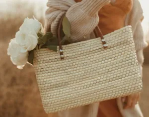 Juniper Straw Tote with Leather Handles