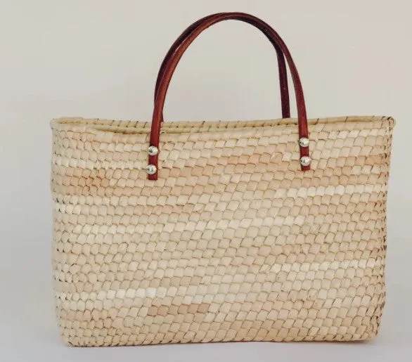 Juniper Straw Tote with Leather Handles