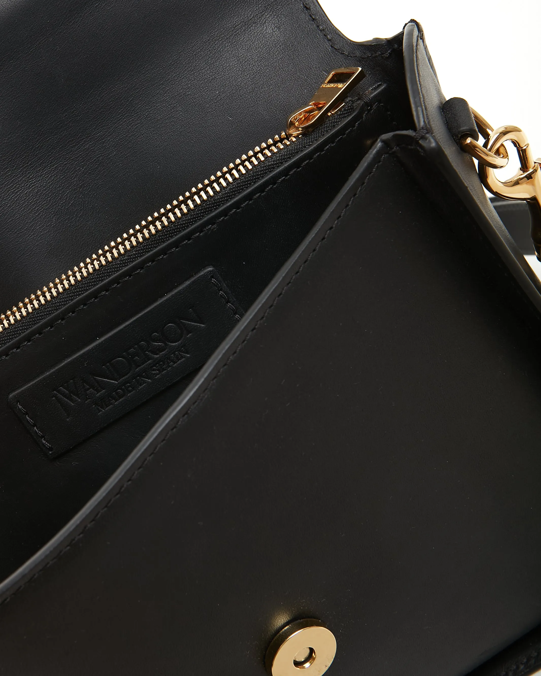 JW Anderson Black Ancor Box Leather Shoulder Bag