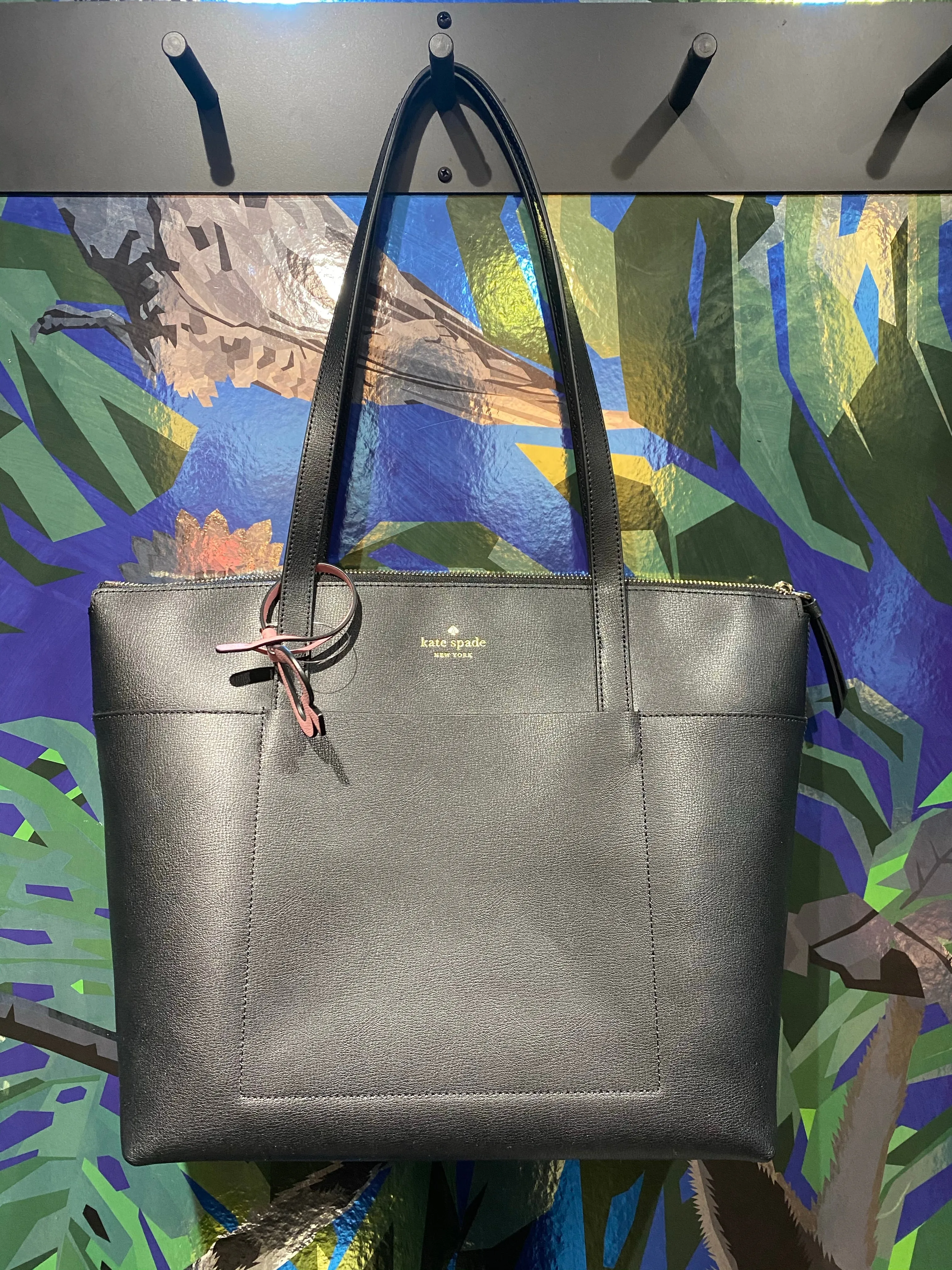Kate Spade Black Leather Patrice Tote with Top Zip