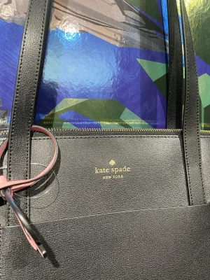 Kate Spade Black Leather Patrice Tote with Top Zip