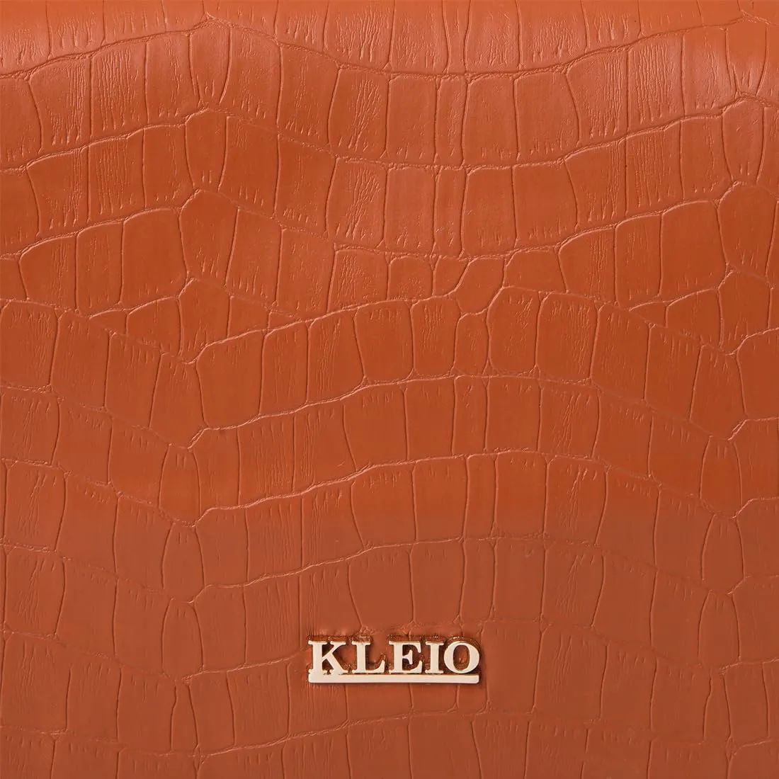 KLEIO Vegan Leather Trapeza Handbag for Women (Tan)